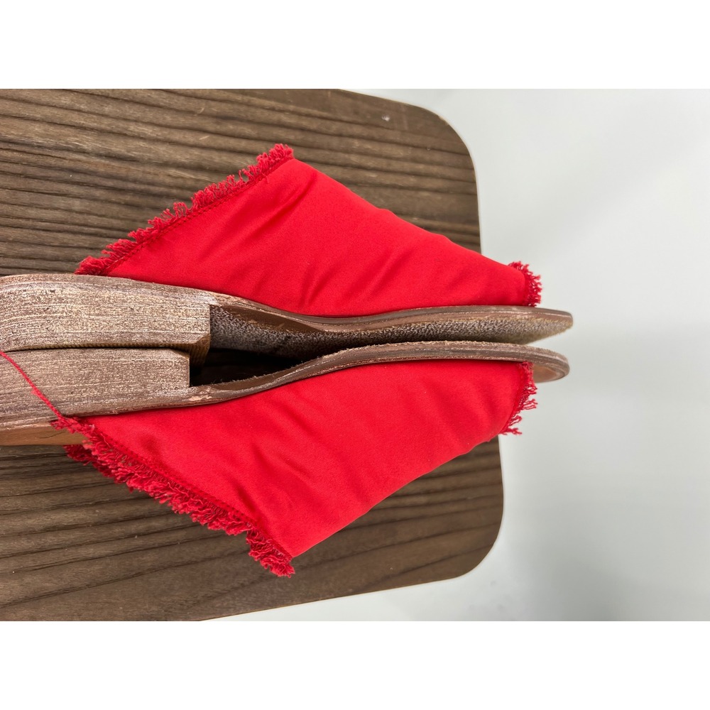 Free People Riley Red Satin Frayed Slide Sandals Mules Made in Spain Size 41 - Picture 7 of 7